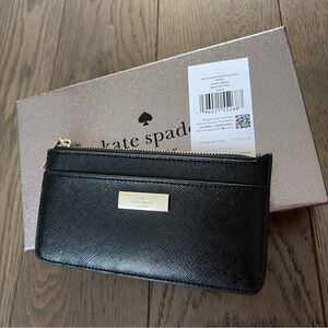 Kate Spade Black Kenzie Patent Saffiano Leather Wallet